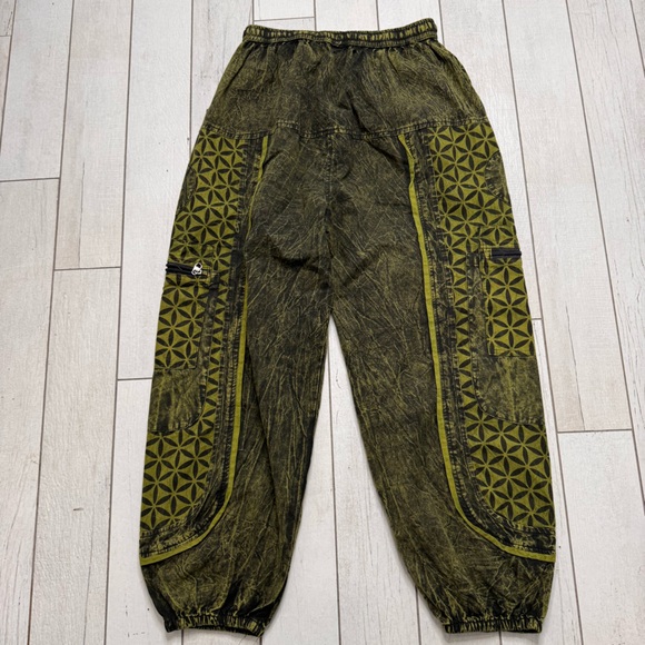 Himalaya Clothing Unique Hippie Flower Of Life Print Pants 100% Cotton Green S/M - Picture 4 of 6